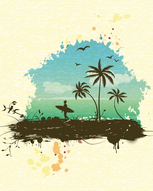 棕櫚樹矢量夏季背景