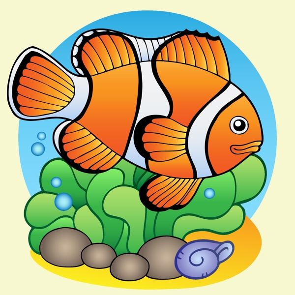 印花矢量圖卡通動物魚色彩免費素材