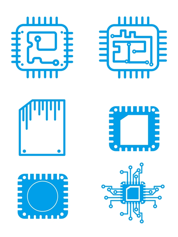 科技芯片人工智能蓝色装饰矢量可商用