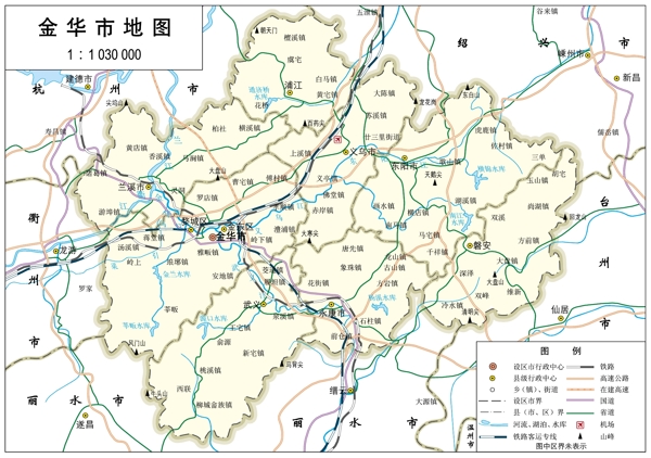 浙江省金华市标准地图32K