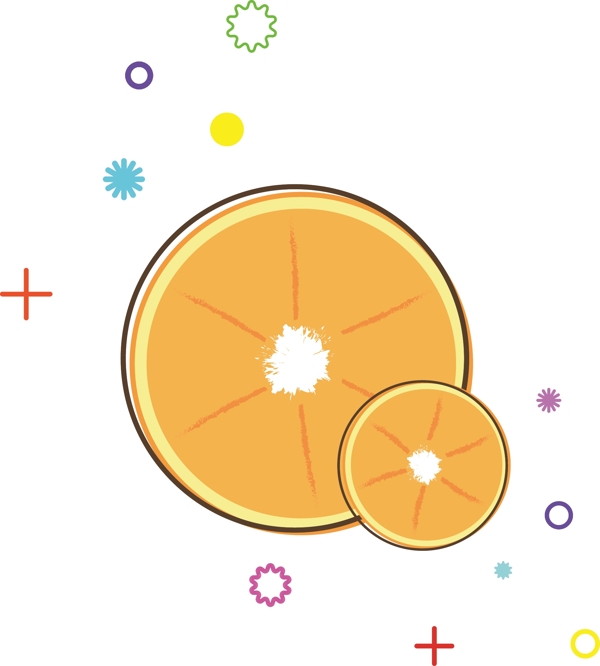 孟菲斯橙子装饰设计元素素材背景图案