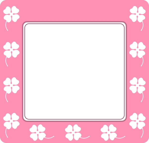 清新白色花朵粉色边框元素