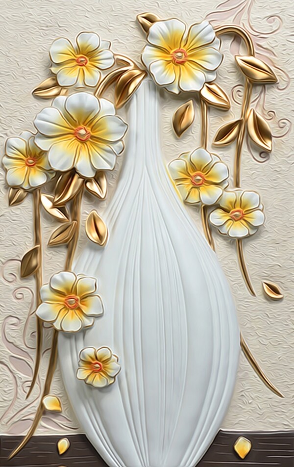 个性花瓶浮雕背景墙