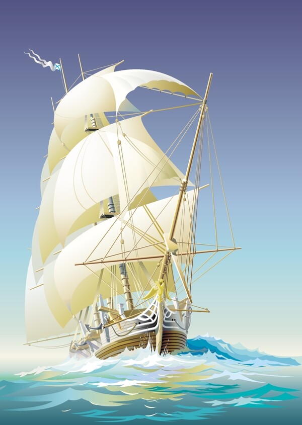 帆船矢量插畫