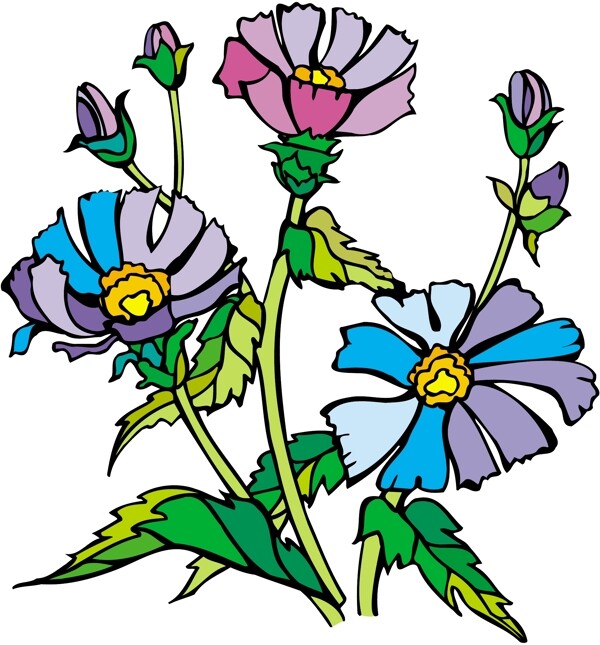 花朵花草鮮花矢量EPS格式0109