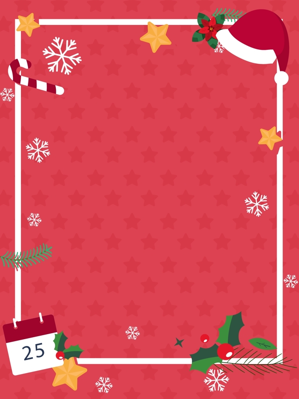 红色圣诞节矢量边框背景