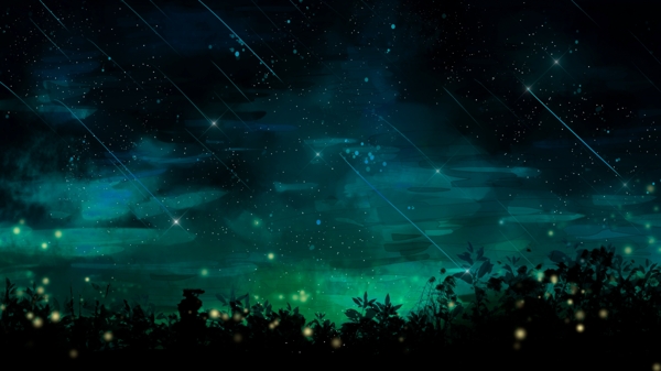 夜晚天空中的流星卡通背景