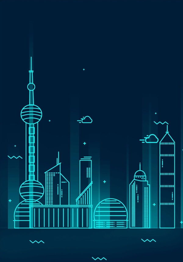 极简风线条国际城市北京上海地标