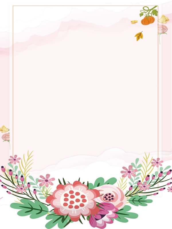 粉色手绘卡通花卉展板背景