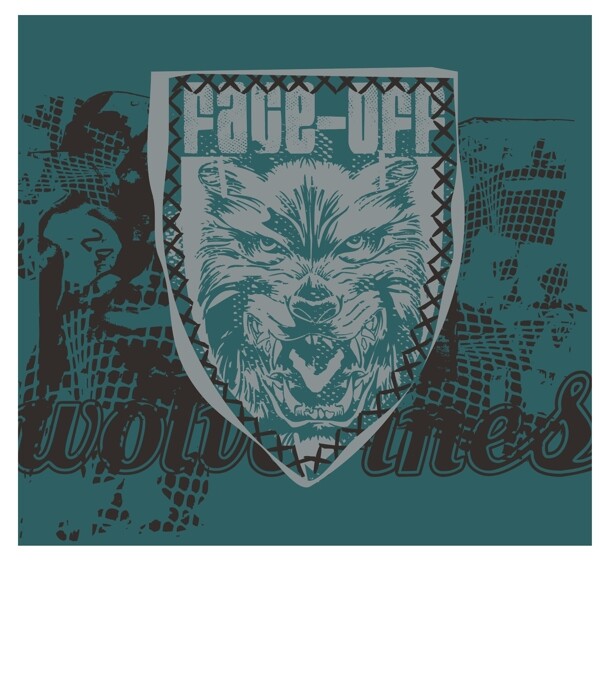 印花矢量圖動物狼文字英文免費(fèi)素材