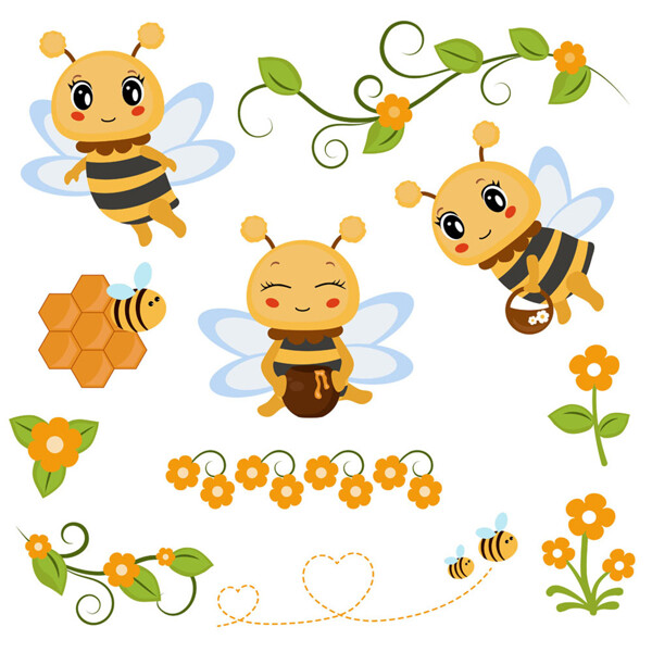 花朵和小蜜蜂图片