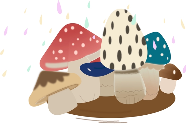 彩色蘑菇卡通风可爱矢量素材