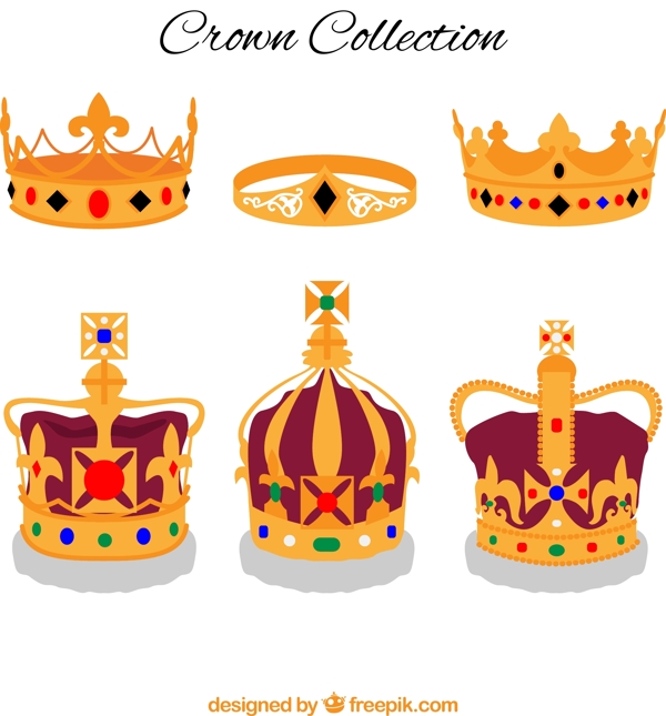6款金色王冠设计矢量素材