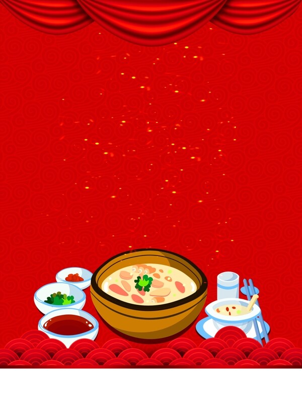 红色喜庆冬季养生汤背景设计