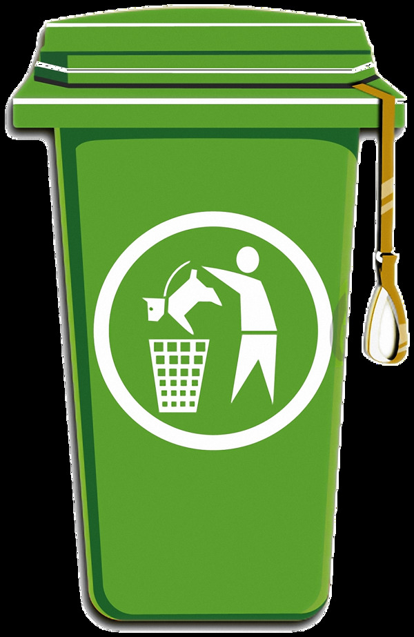 绿色塑料垃圾桶免抠png透明图层素材