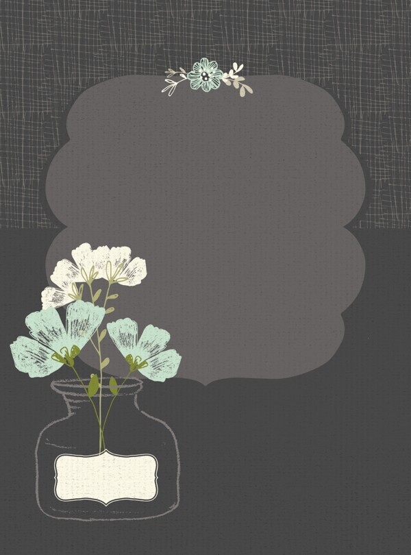 手繪花瓶和花朵