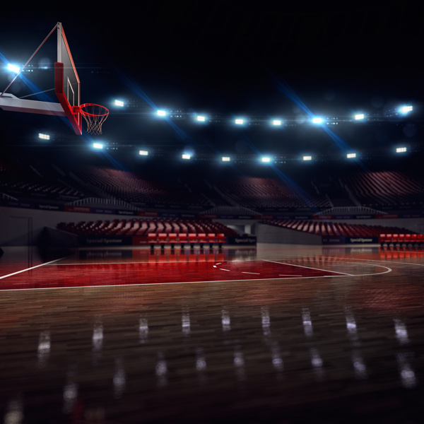 灯光下的篮球场图片