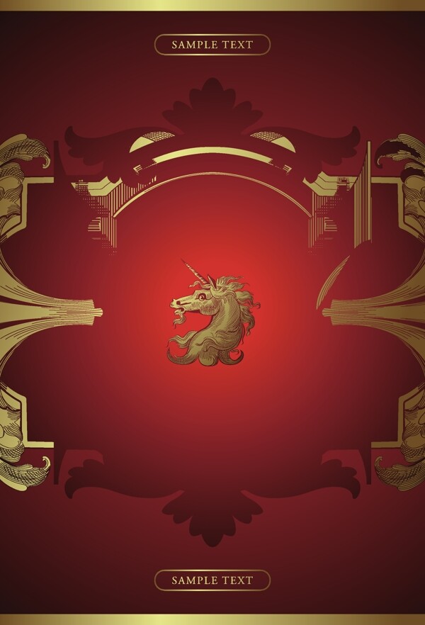 欧式金色花纹边框模板矢量素材