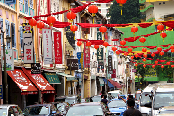 新加坡春节假日的街景图片