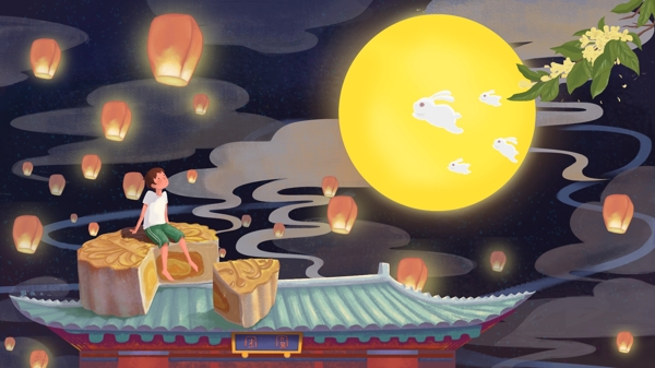 中秋節(jié)插畫(huà)