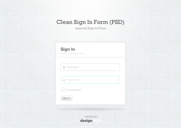 在形式上干净的用户界面登录标志PSD