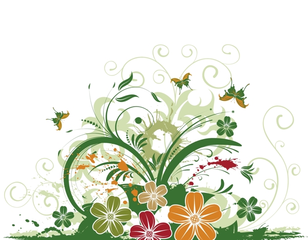 蝴蝶花背景矢量插畫