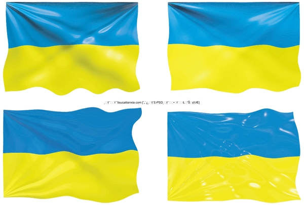 乌克兰国旗国徽版图矢量素材