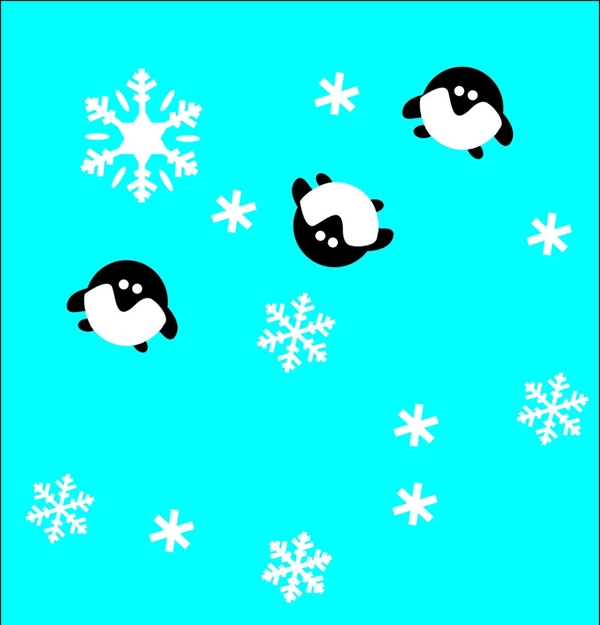 小企鹅雪花图片