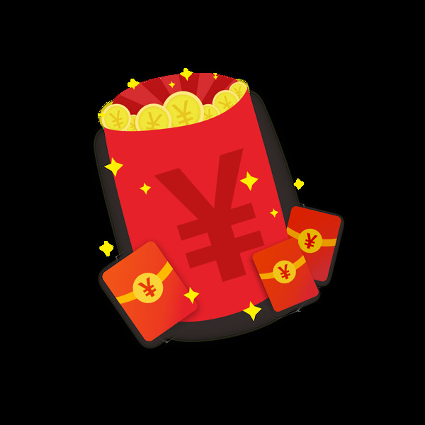 喜慶簡(jiǎn)約風(fēng)紅包金幣堆海報(bào)素材