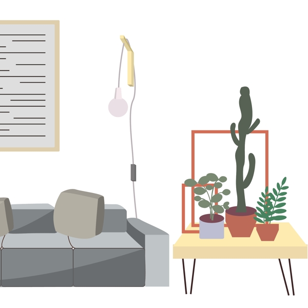立体效果家装室内设计沙发阳台绿植小公寓