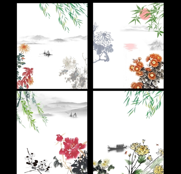 中国风国画菊花素材
