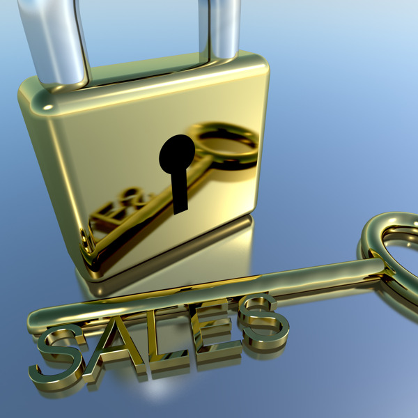 销售重点展示营销和商务的挂锁