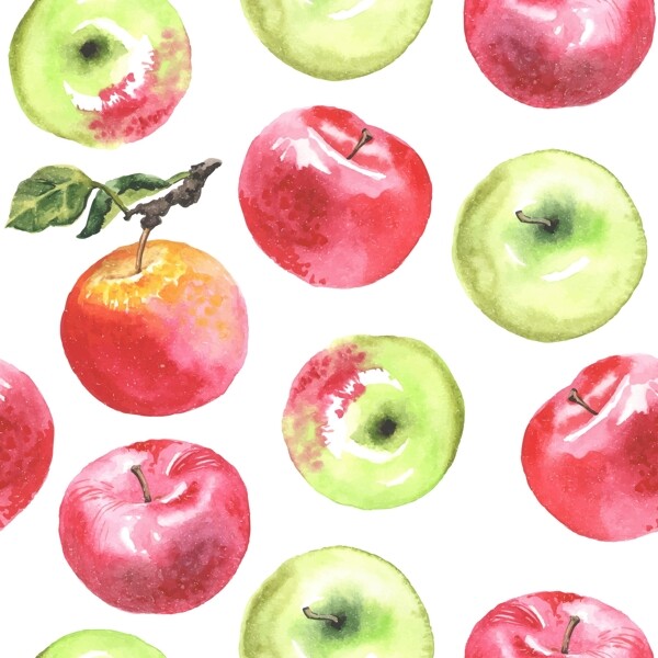水彩绘水果苹果插画