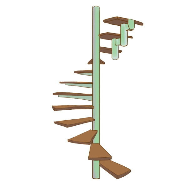 绿色柱子楼梯插图