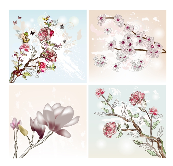 美麗的花朵01矢量素材