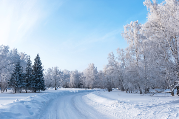 冬天公路美景图片
