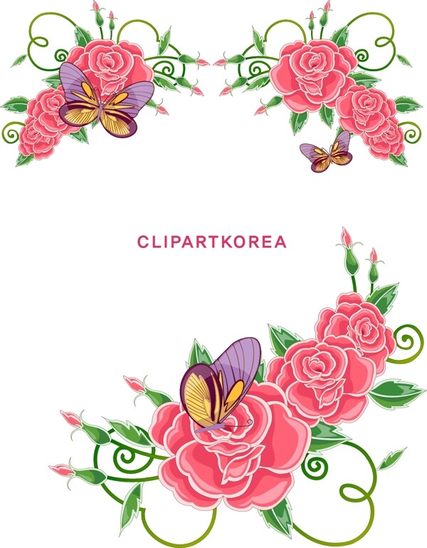 矢量模板紅玫瑰花卉文本框