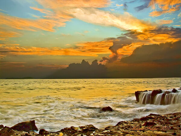 哥斯达黎加多米尼卡尔黄昏海景图片