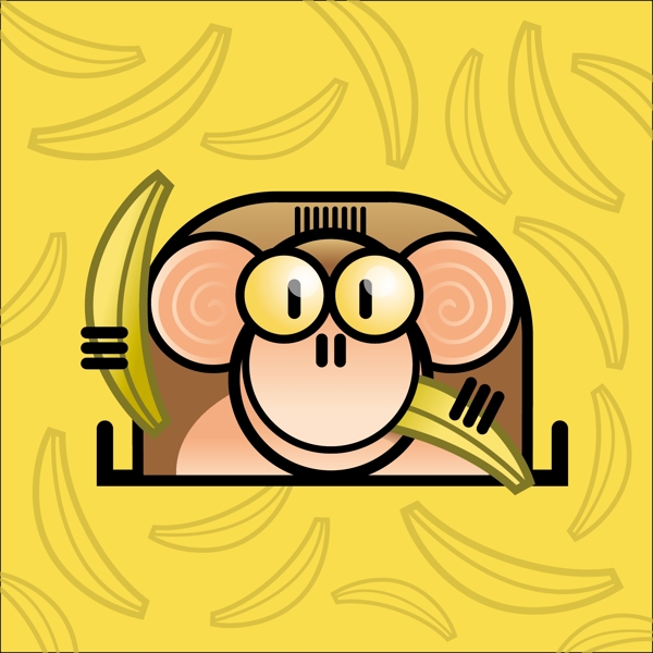 香蕉猴子矢量矢量