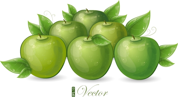 绿色手绘苹果背景图