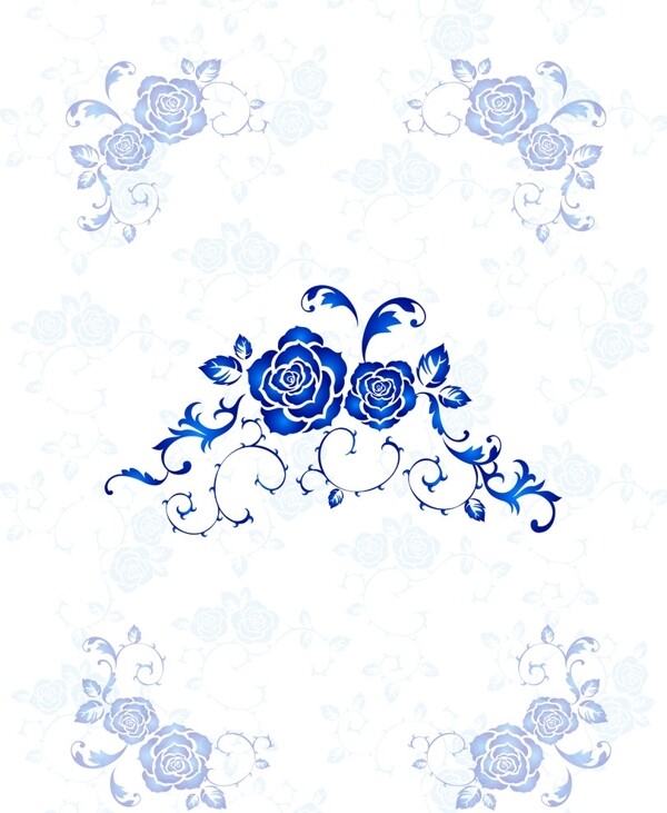 蓝玫瑰花纹图片