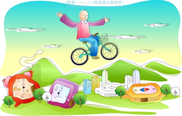 兒童線條插畫小孩游玩卡通童話韓國花紋時尚花紋底紋矢量素材矢量圖片HanMaker韓國設(shè)計素材庫