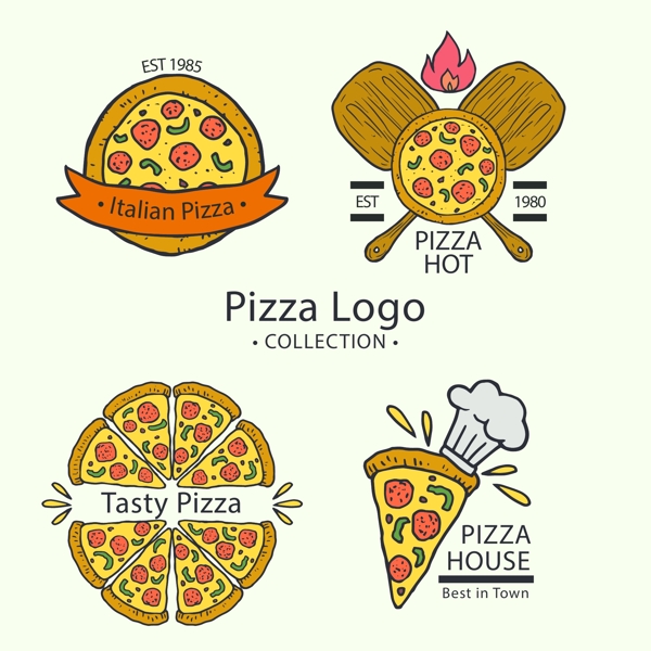 手绘披萨商标标志