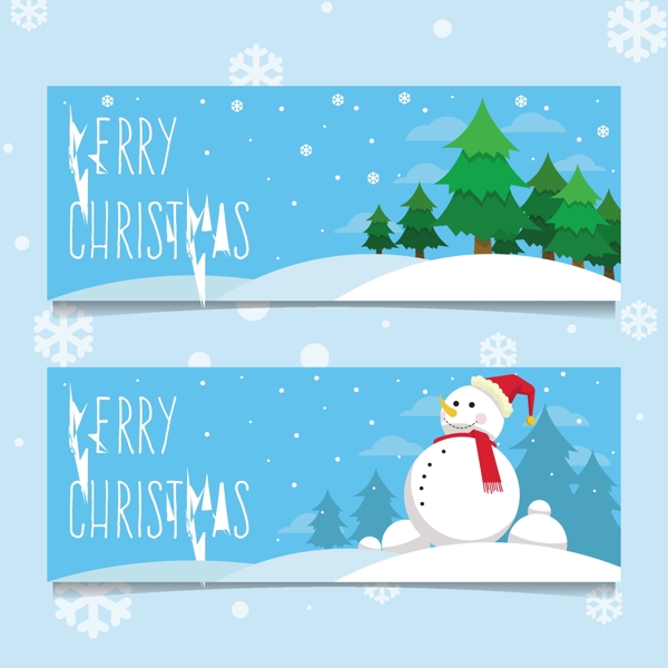 蓝色圣诞雪人礼品卡设计