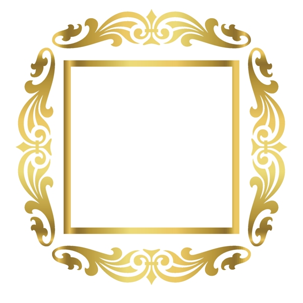 欧式金色花纹边框图案
