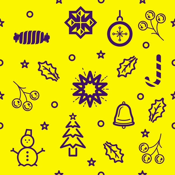 黄色圣诞节花纸元素设计
