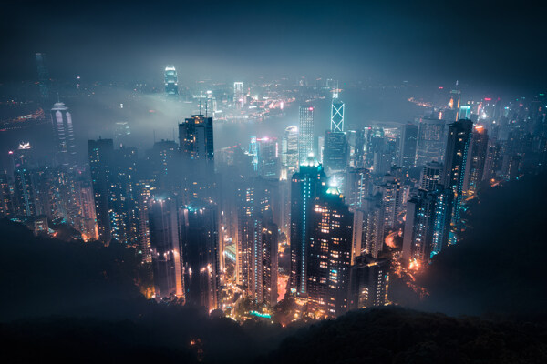 繁华城市夜景摄影图片