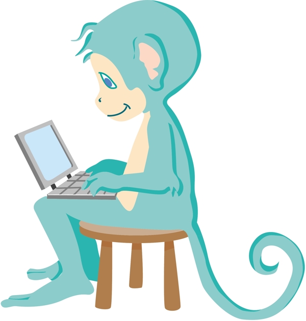 猴子用笔记本电脑