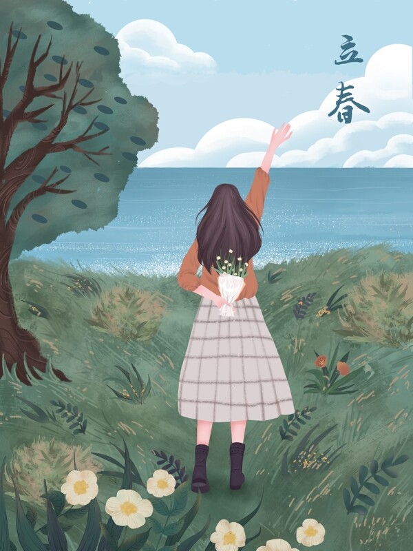 立春節(jié)氣小清新插畫