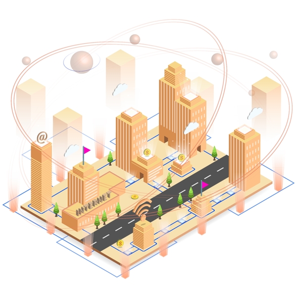 2.5D科技互联网城市未来信息化智能建筑